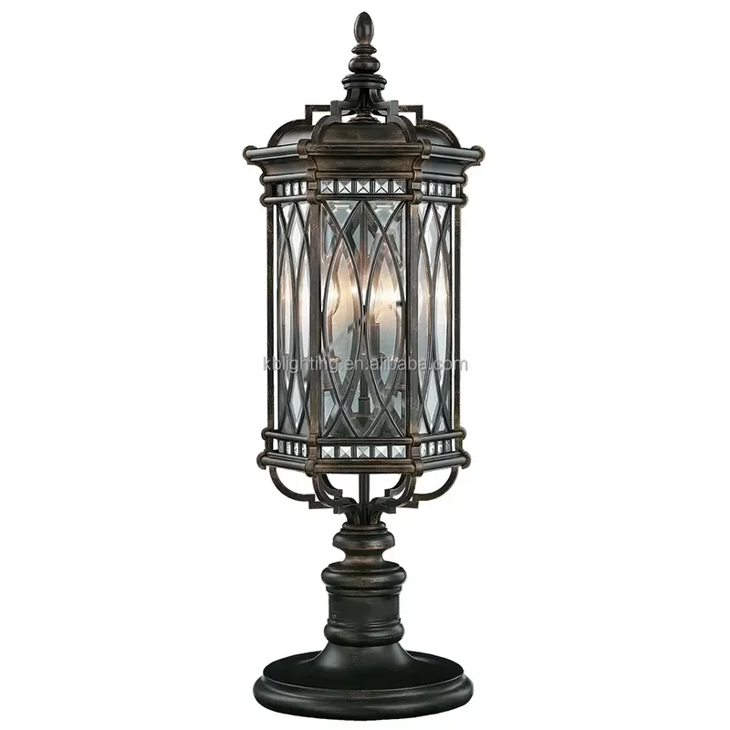 European Style Antique High Lumen Gate Pillar Lamp Decoration Waterproof Garden LED Outdoor Garden Lawn Pillar Lamp