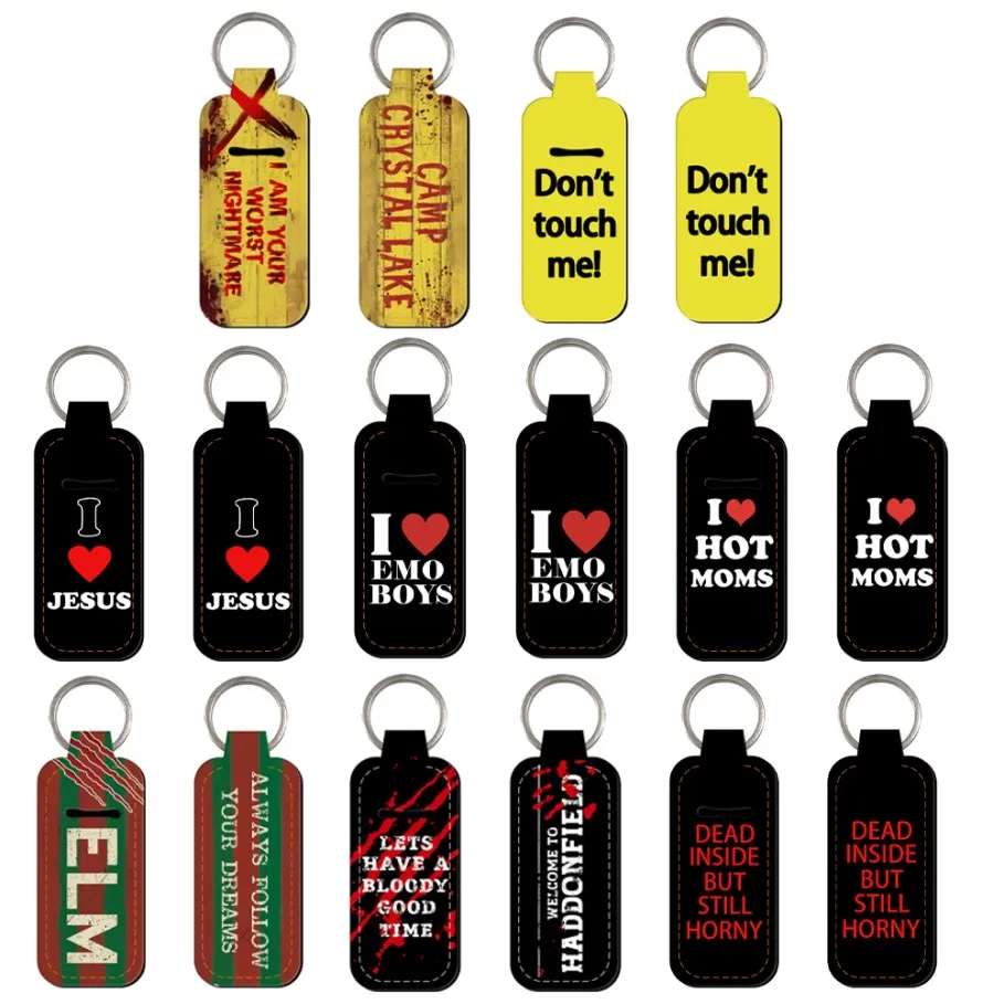 I Love Emo Boys Chapstick Holder Keychain Lip Balm Cover Lipstick Sleeve Keyring Backpack Decors Gift for Women 1pc