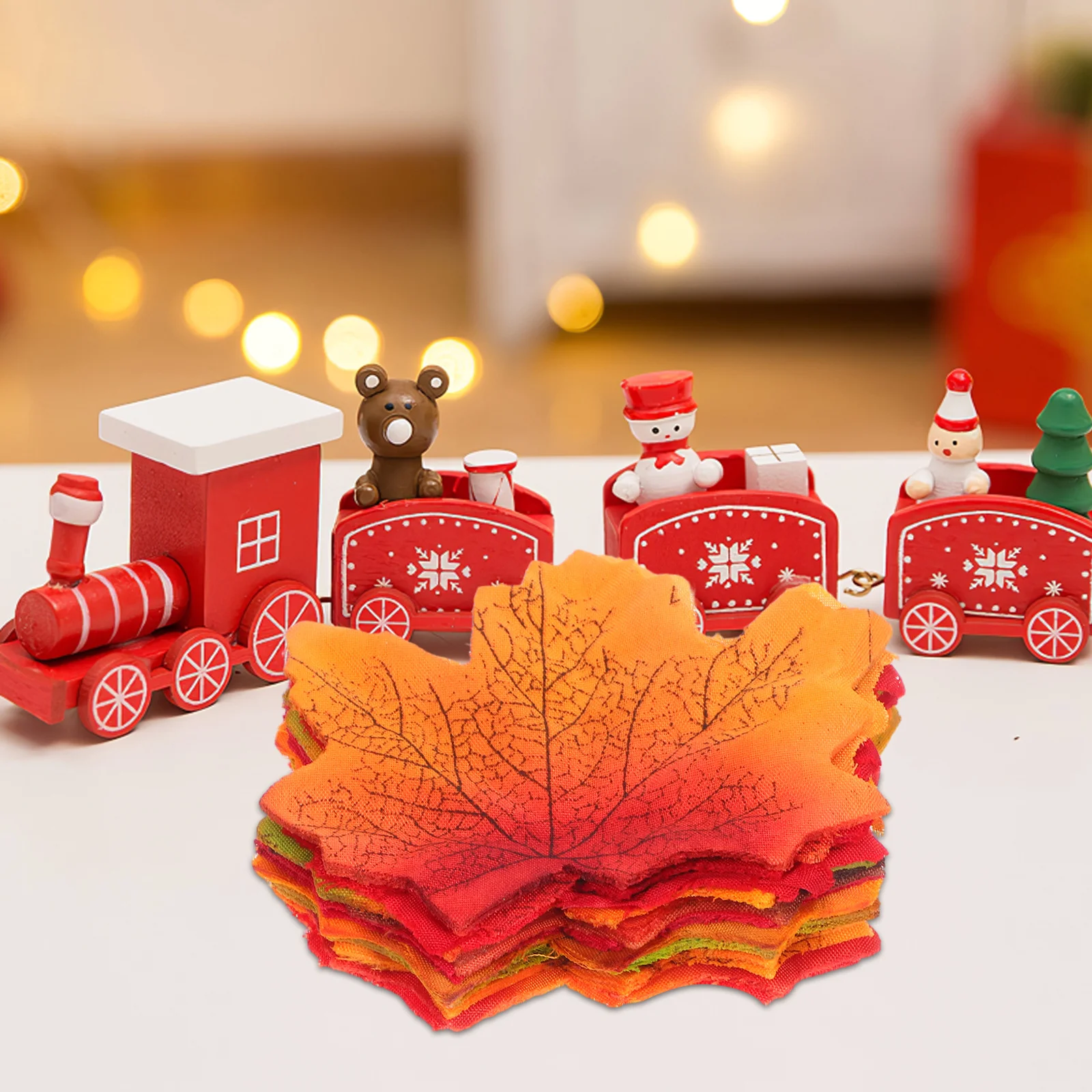 

100Pcs Faux Maple Leaves Autumn Decoration Thanksgiving Day Parties Table Ornaments Artificial Maple Leaves Party Ornament