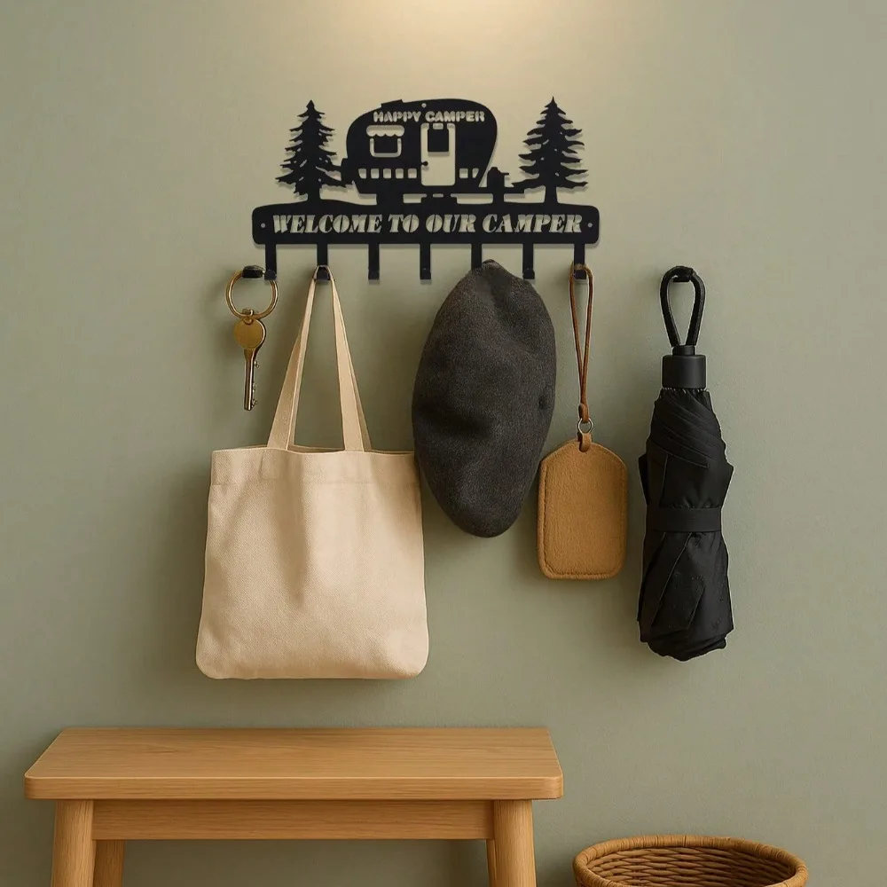 Gantungan Dinding Kayu Pinus Rustic - Gantungan Besi Tempa Kuat untuk Mantel, Kunci, Cangkir & Lainnya, Dekorasi Dinding untuk Rumah Pedesaan & Kabin Sepanjang Musim