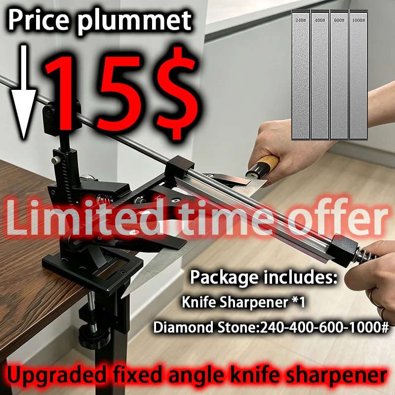 Fixed-angle Knife Sharpener, Upgraded  Finely Adjust The Sharpening Angle Professional Knife Sharpener, 360° Rotating Knife Sets