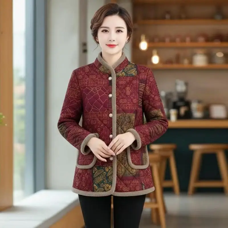 Nueva chaqueta de algodón de invierno para mamá, gran oferta, temporada, recién llegado, abrigo de ajuste informal con forro polar grueso para mujer