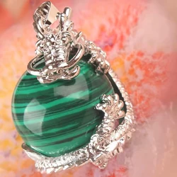 2026 New Arrival Natural Malachite Pendant Gem Stone Dragon Pendants Jewelry Quartz Opal Necklaces & Pendants Create