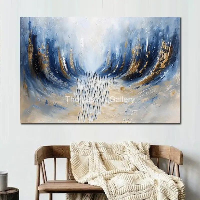 Abstract Judaism Canvas Print Wall Art Jewish Contemporary Painting Living Room Decor Large Poster Printed Picture Splitting Sea