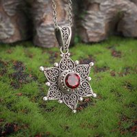 Women\\'s Retro Ruby Palace Pattern Design Pendant Necklace Banquet Party Accessories Jewelry