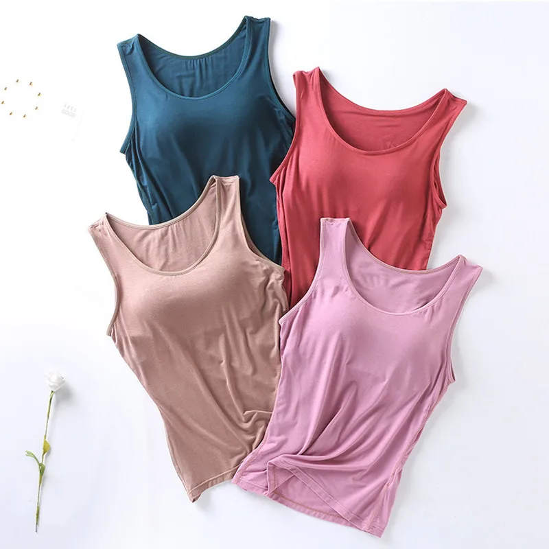 S-4XL Bra Padded Sleepwear Shirt Sleeveless Vest Summer One Piece Pajamas Women Bottoming Night Wear Tops Outside T-shirt