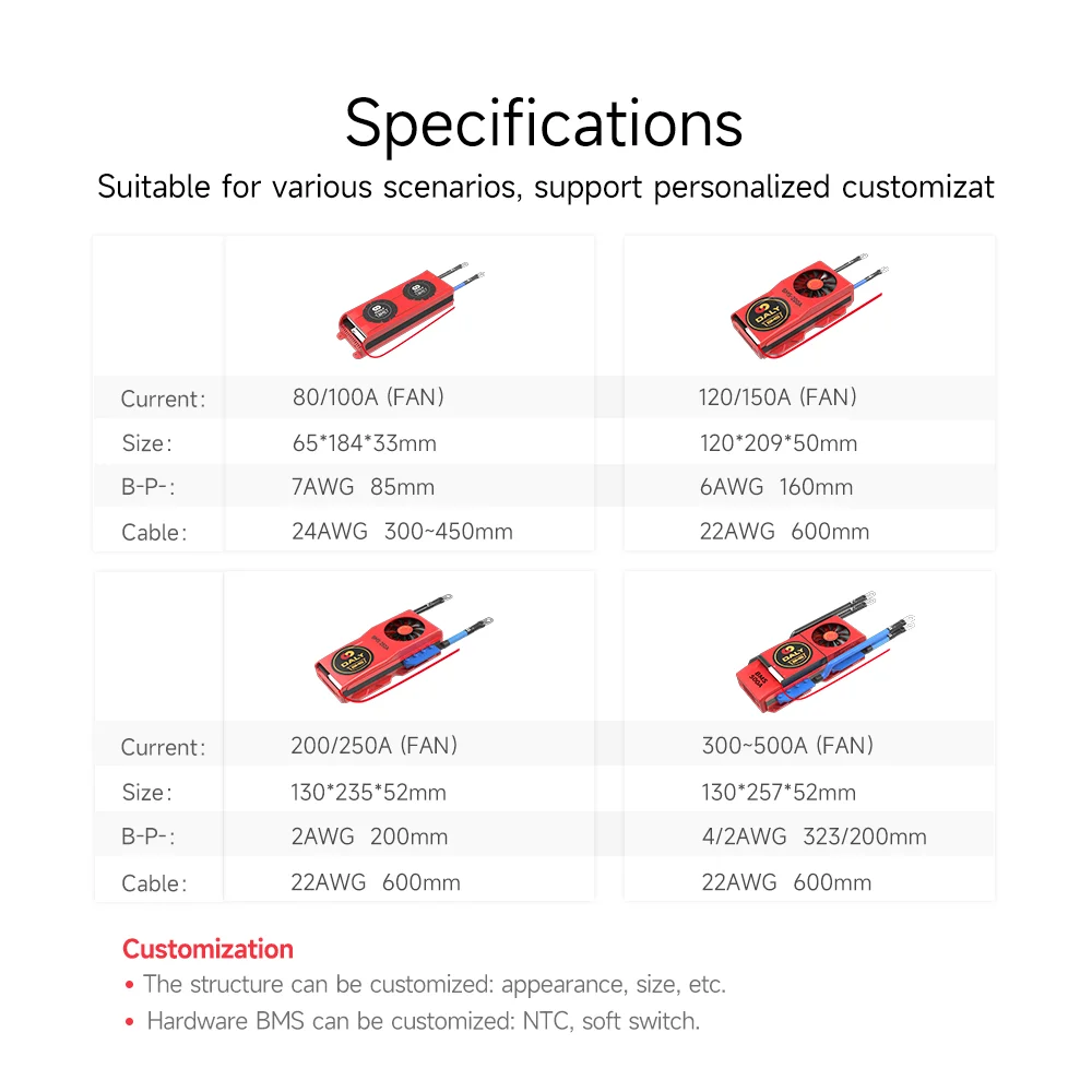 Daly Smart BMS لـ Lifepo4 16S 48V 150A 250A بلوتوث UART لوح حماية الاتصالات مع رصاص ميزان التطبيق