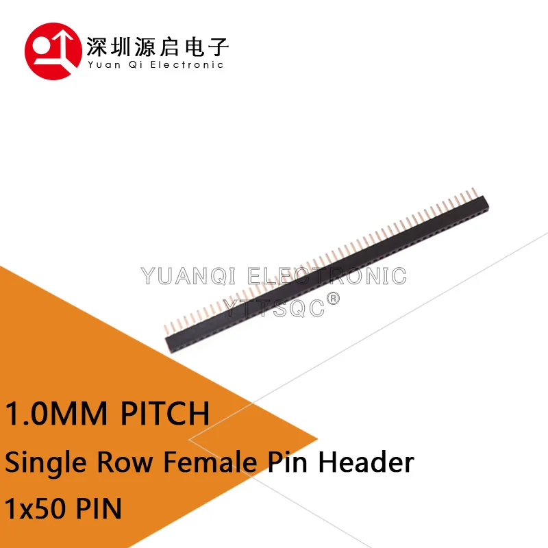 5pcs 1.0mm Pitch 1.0 Single Row Female 1*50p 1x50p Breakaway PCB Board Pin Header Socket Connector Pinheader Plastic Height 1.0