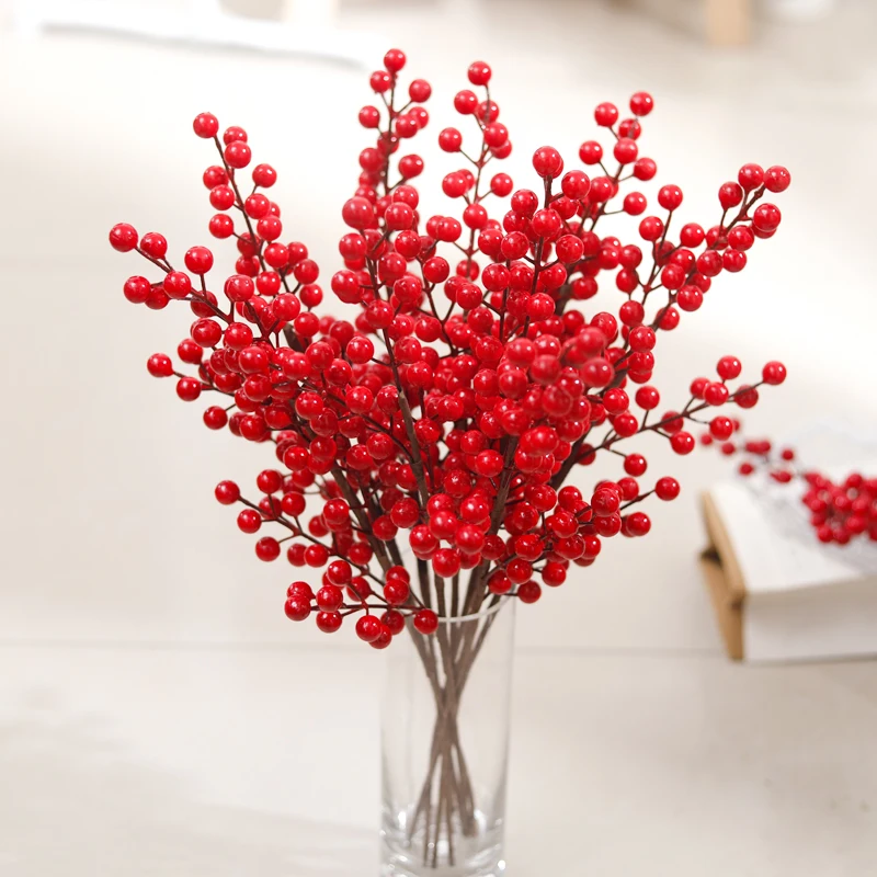 Künstliche Blumen, Beeren, Weihnachten, rote Beerenzweige, künstliche Pflanzen, Hochzeitskränze, DIY-Arrangement, Weihnachtsbaum, Heimdekoration