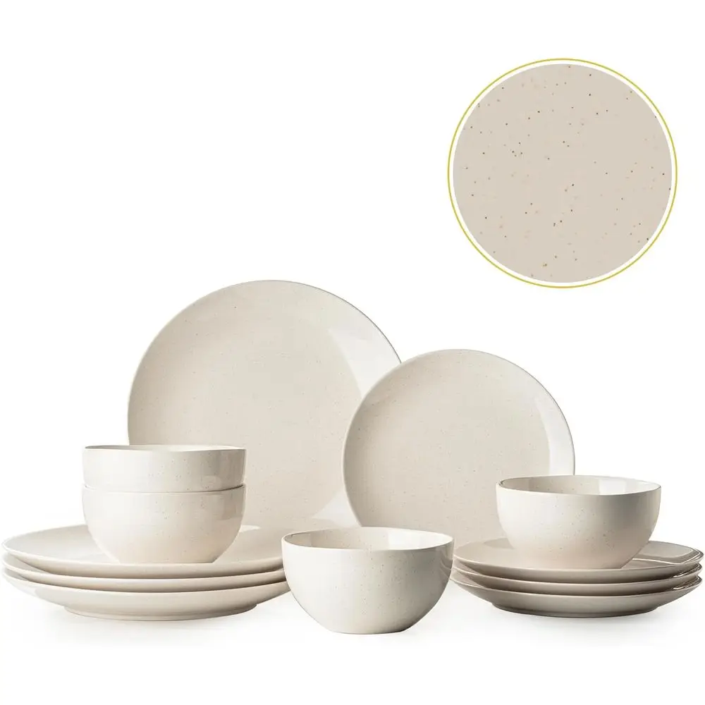 

Набор современной посуды из 12 предметов или набор для кухни из 4 предметов, подходит для микроволновой печи и посудомоечной машины (белый)