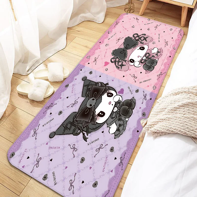 Sanrios Kuromi Door Mat Entrance Non-slip Doormat Washable Kitchen Carpet Living Room Hallway Rugs Bathroom Bath Door Mats