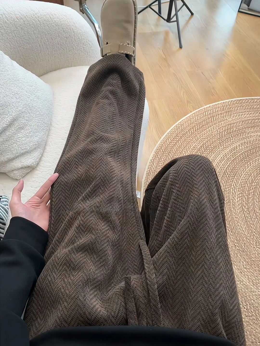 

Thiened Fce Lined Men's Straight Leg Sweatpants Autumn Winter Casual Trousers American Sle mid Waist Straight Tube Pants