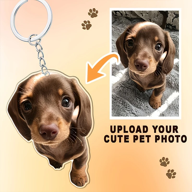 Custom Pet Photo Acrylic Keychains Personalized Acrylic Keyring With Pet Picture Custom Pet Expression Keychain Birthday Gifts