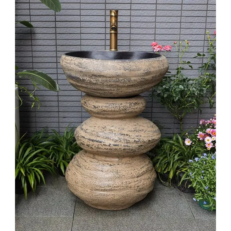 

Экологически смола искусственный камень двор уличная колонна умывальник напольная раковина для ванной комнаты вилла садовый умывальник