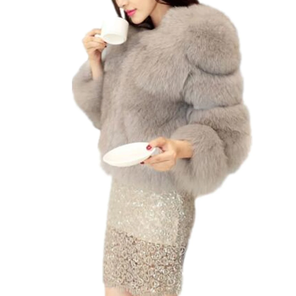 Women Winter Overcoat Long Sleeve Faux Fur Coat Jacket Elegant Thick Warm Fake Fur Coat