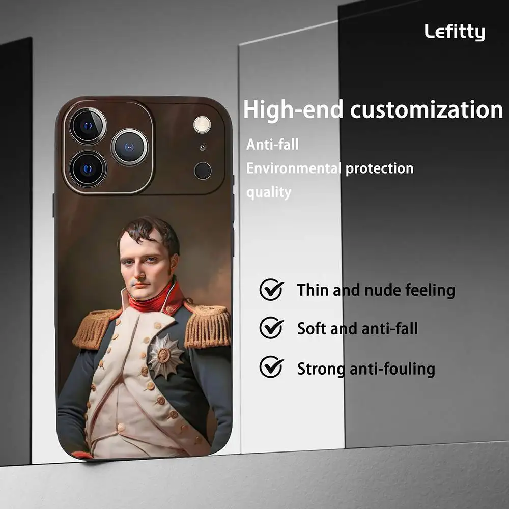 الفرنسية بطل N-نابليون جراب هاتف آيفون 17 16 15 14 13 12 11 برو ماكس بلس ميني أسود متجمد لينة شل فوندا #2