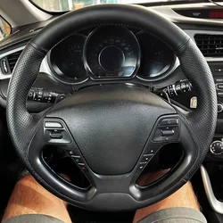 Braid Steering Wheel For Kia K3 2013 K3S 2014 K2 Rio 2015 2016 Cerato 2013-2017 Ceed 2012-2017 Car Steering Wheel Cover Leather