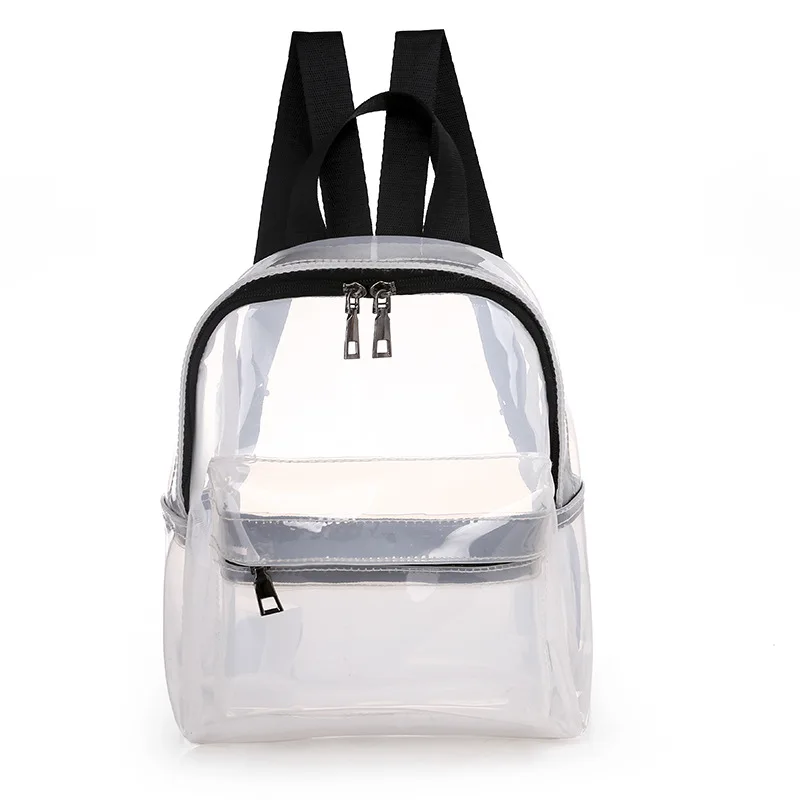 

New PVC Lightweight Transparent Backpack Plastic Jelly Zipper Schoolbag Outdoor Leisure Women's Backpacks