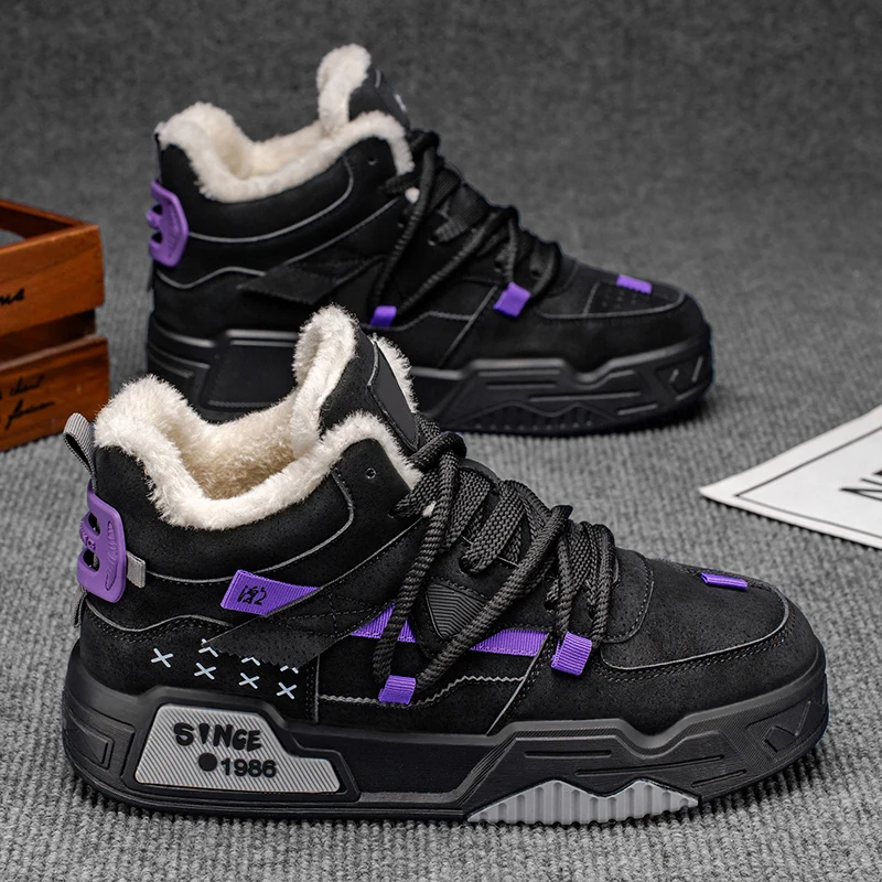 

Мужские зимние модные повседневные хлопковые кроссовки, легкие туфли на флисовой подкладке, универсальные удобные спортивные туфли на мягкой подошве