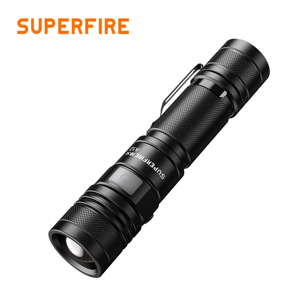 SUPERFIRE A12 linterna LED Ultra potente Zoom EDC antorcha USB-C recargable portátil de emergencia para Camping pesca linterna