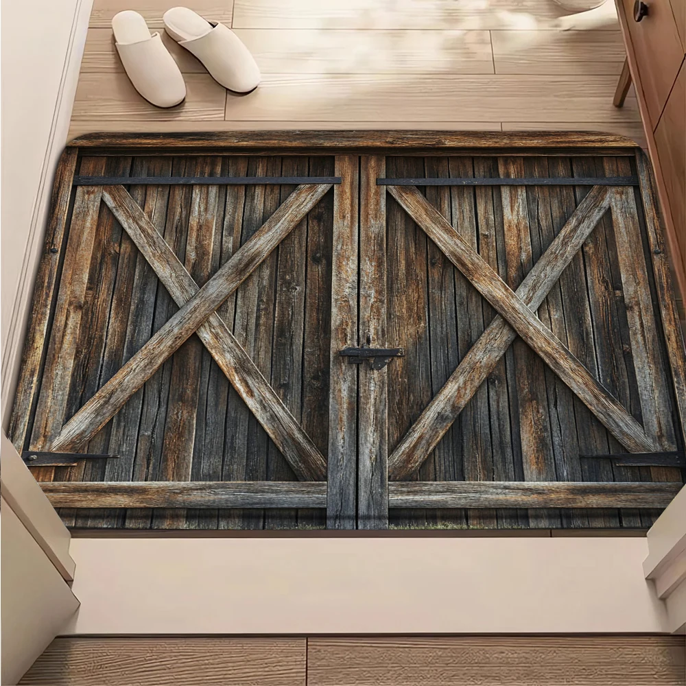 Wooden Patterned Door Mat Set With Various Wood Grain Designs Rustic Decor Mat For Entryway For Home Decor