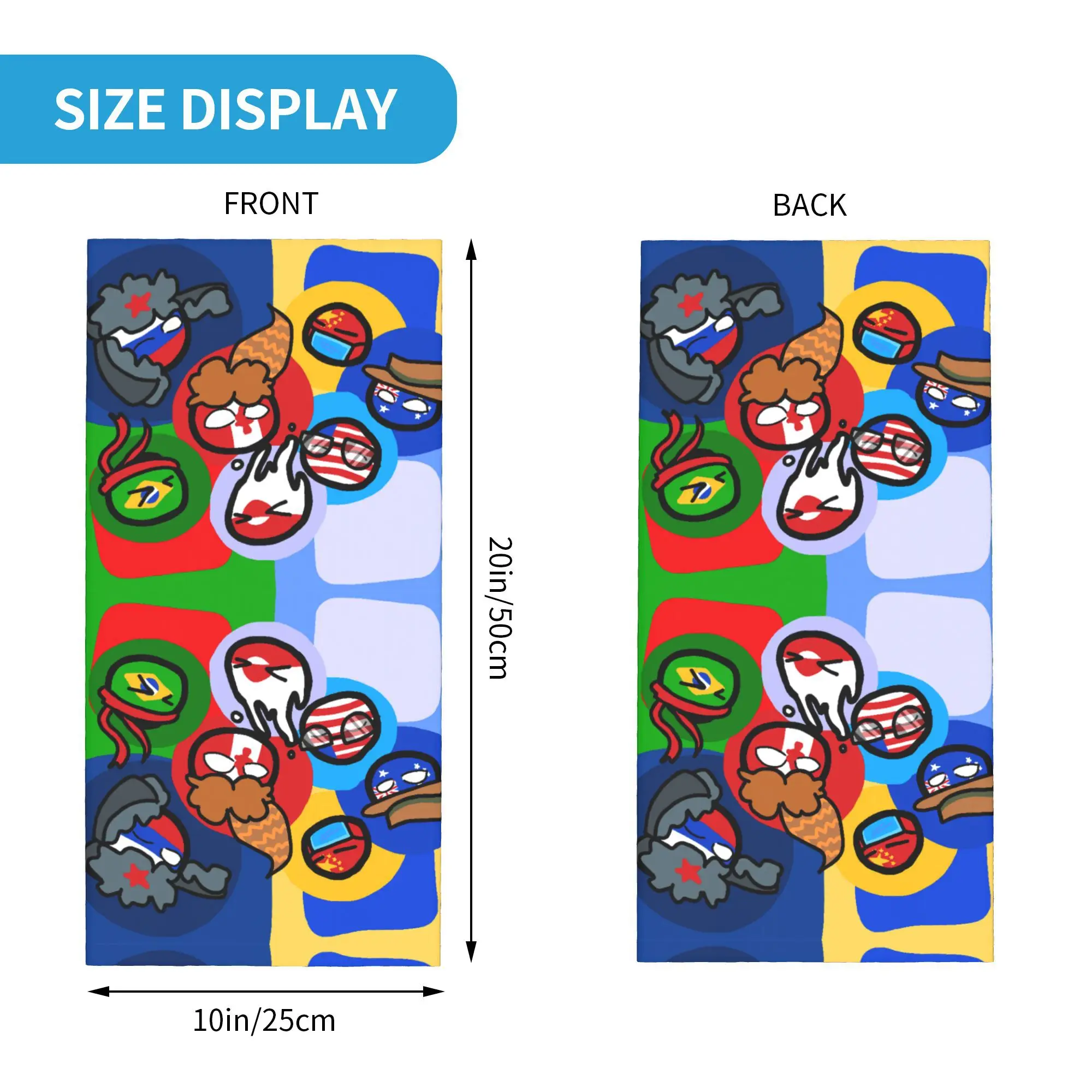 Benutzerdefinierte Countryball Cartoon Länder Erde Halsmanschette Damen Herren UV Gesichtsschutz Winter Bandana Schal zum Wandern