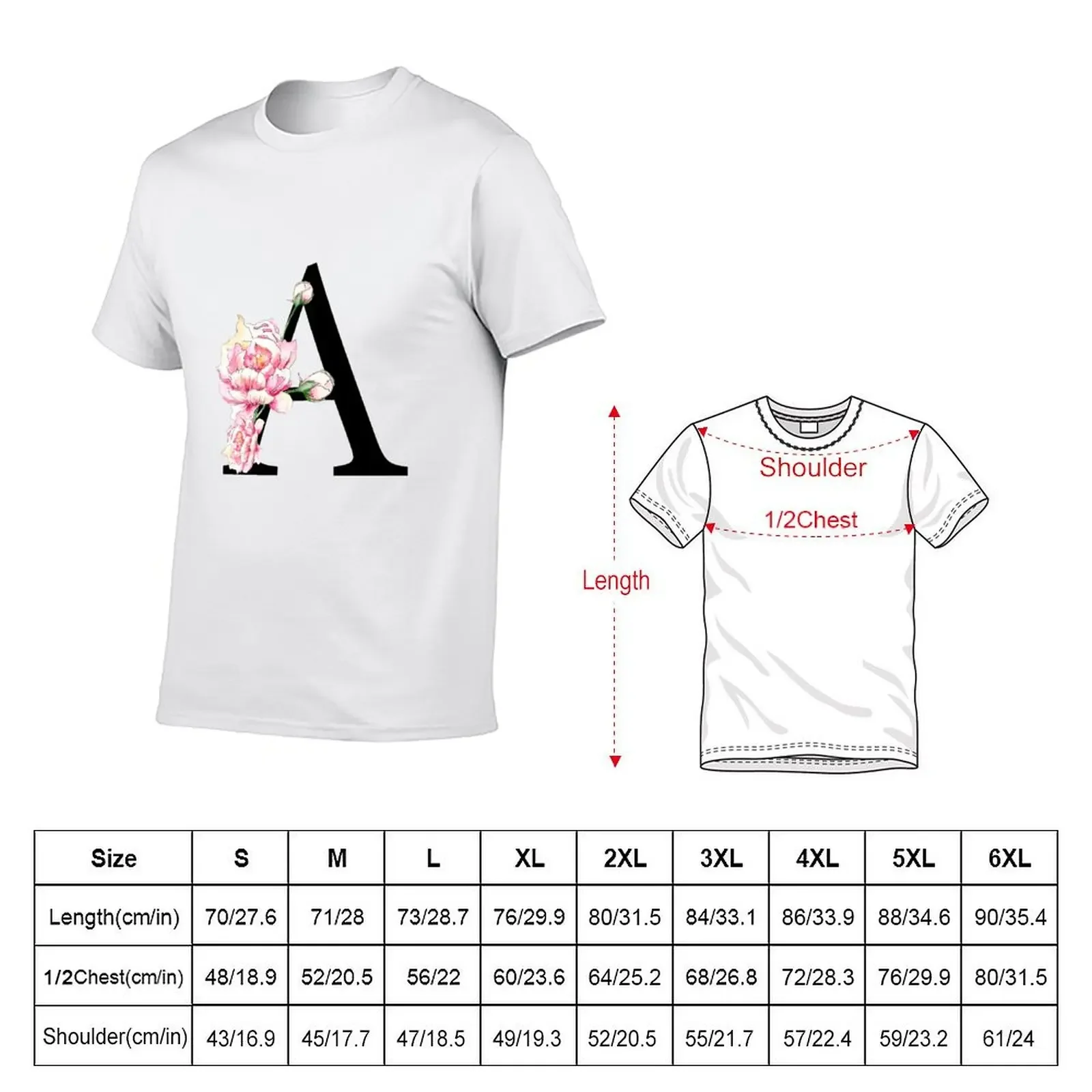 Letter A - Peonies Floral uppercase Alphabet Watercolor T-Shirt cheap stuff sports fans outfits for men