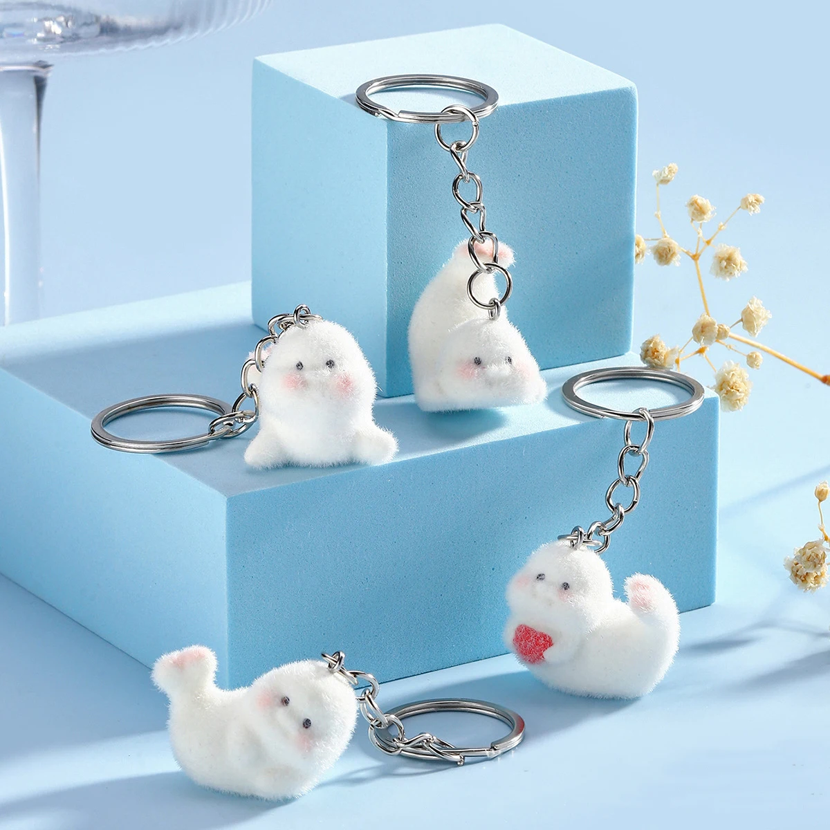 Cute Cartoon Flocking Small Dinosaur Keychain Pendant Mini Animal Pendant Bag Charm DIY Keychain Bag Buckle Jewelry Accessories