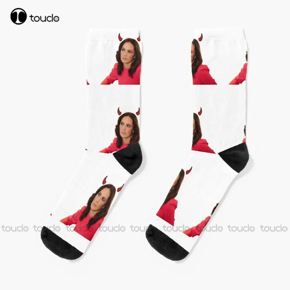 Davina Selling Sunset With Devil Horns Socks He Office Socks Unisex Adult Teen Youth Socks Custom Gift 360° Digital Print