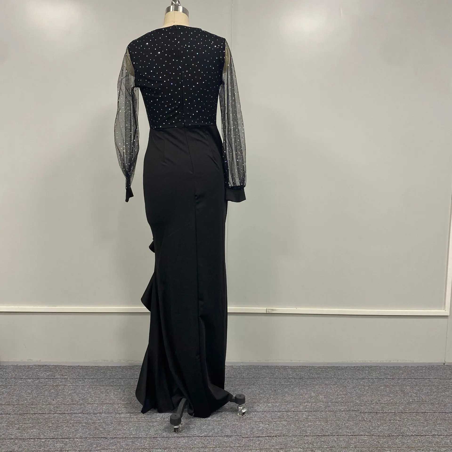 Bla Sequin Me Long Dr Vrouwen Sexy Par Rok Bodycon Street Sle V-ne Midi Dr Polyester Zomerseizoen