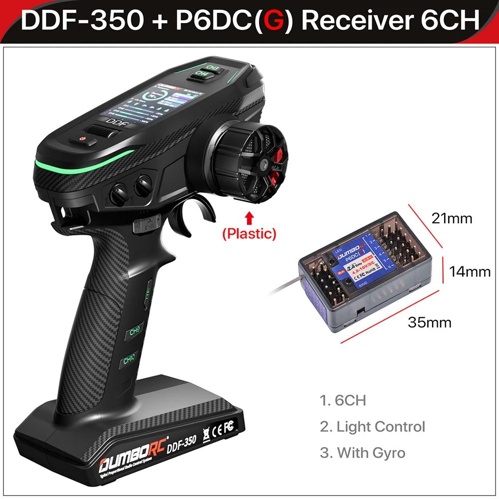 DUMBORC DDF-350 Zender met Ontvanger 2.4G 10CH Digitale Radio Afstandsbediening voor RC Auto Boot Tank LCD FHSS Systeem
