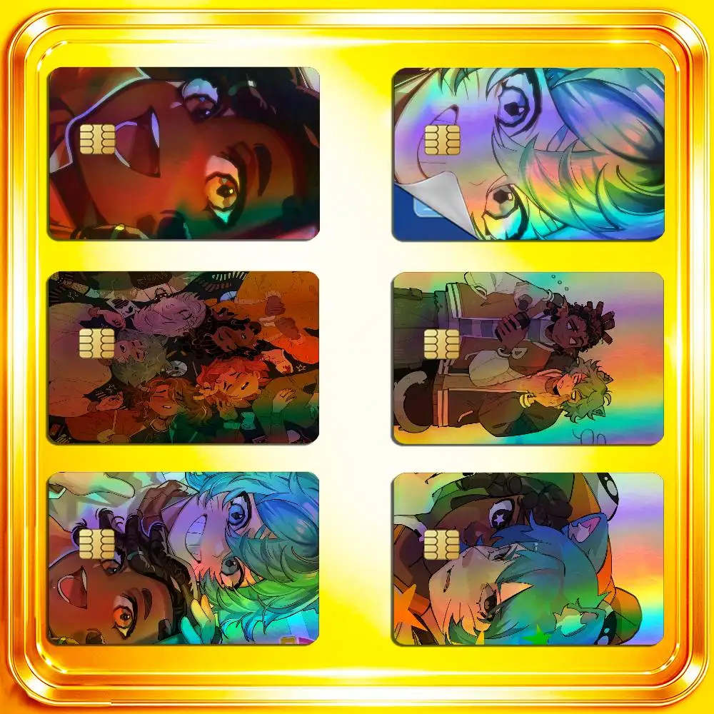 For The Amazing World of Gumball Darwin Credit Bank Sticker ID Access Card Cover Skin Rainbow Color Laser Stickers Film