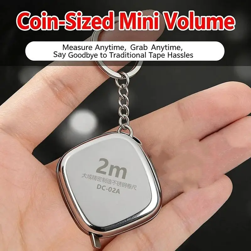 Mini Tape Measure With 2M Measuring Range And Stainless Steel Casing For Daily Measuring Home Repair Craft Projects