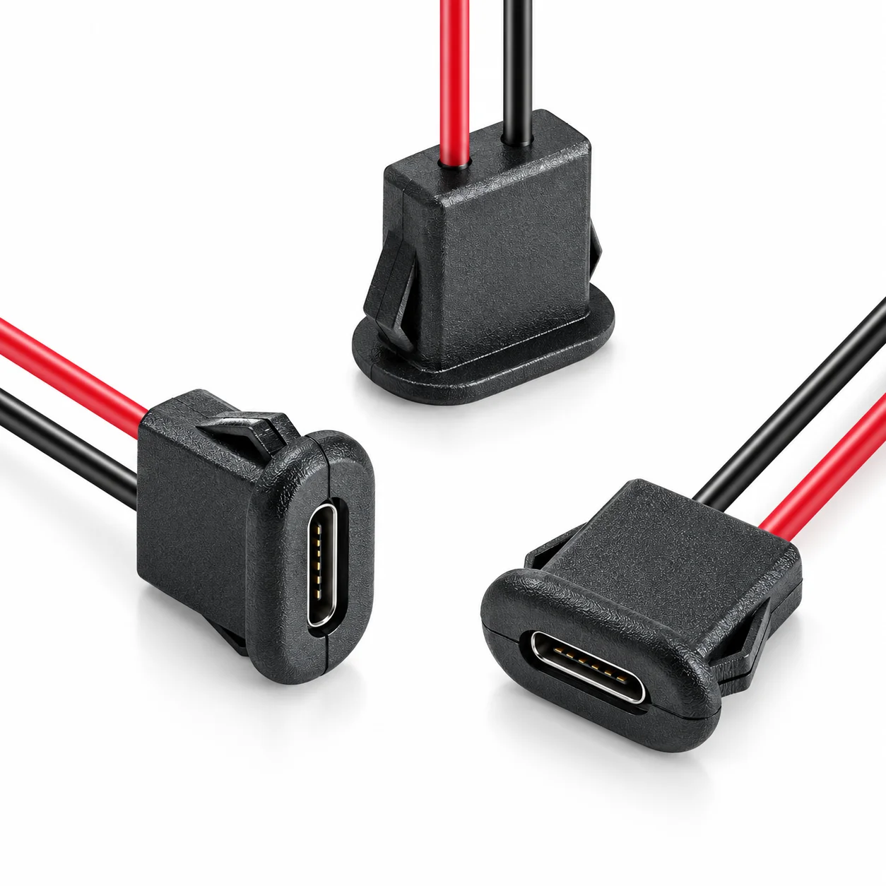 4Pin USB C Panel Mount Jack PD Fast Charging PH2.0 Pigtail Cable 15CM Tinned Wire