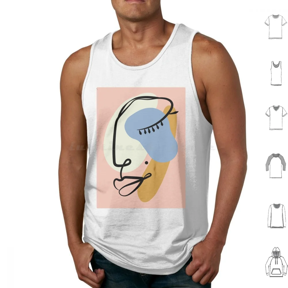 Abstract Facial Art Woman Tank Tops Vest Sleeveless Abstract Portrait Face Woman Line Art Outline Cubism Surrealism Artistic