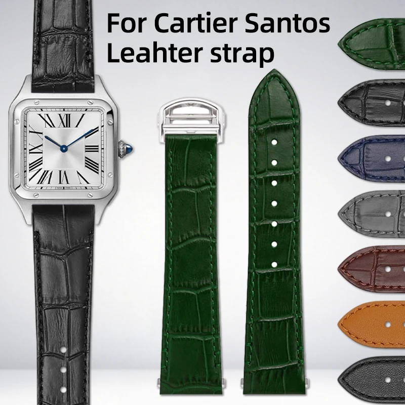 Cowhide Leahter Strap For Cartier Santos WSSA0009 WSSA0010 WSSA0018 Quick Release watch band replacement Bracelet 19mm 21mm