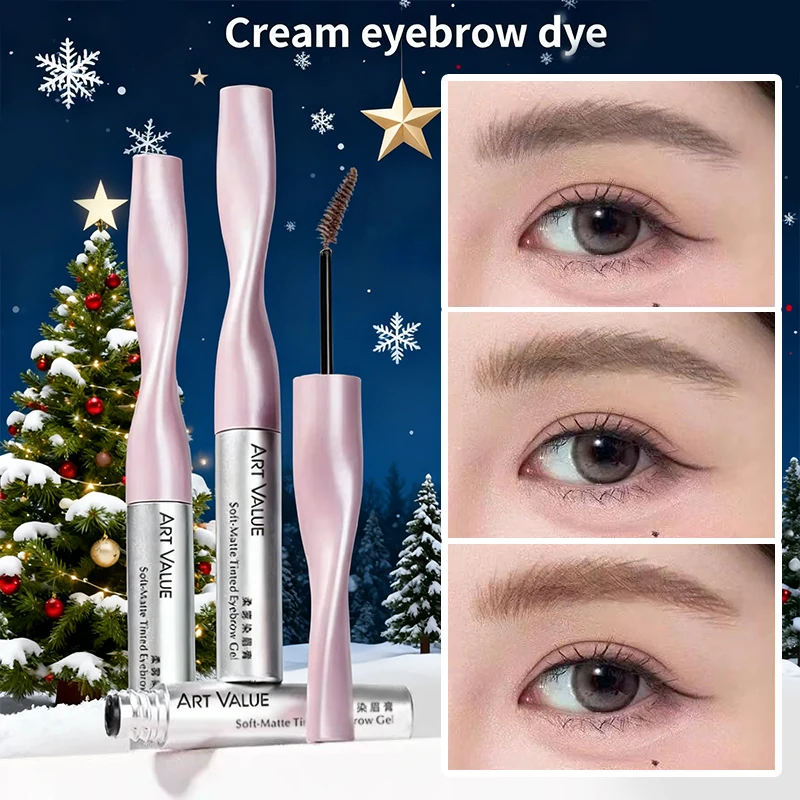 Teinture pour sourcils à brume douce pour femmes, petite tête de brosse imperméable et sans taches de maquillage, crème pour sourcils légère de style coréen, style de noël