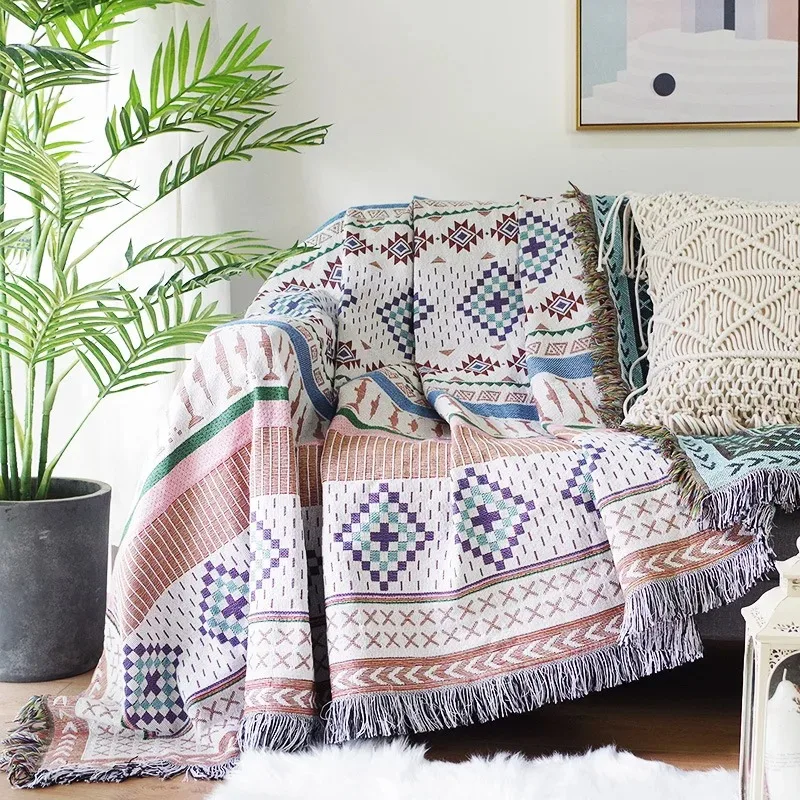 Plaid Knitted Nordic Sofa Throw Blanket Striped Bedside Cover for Home Decoration Cobertor Manta