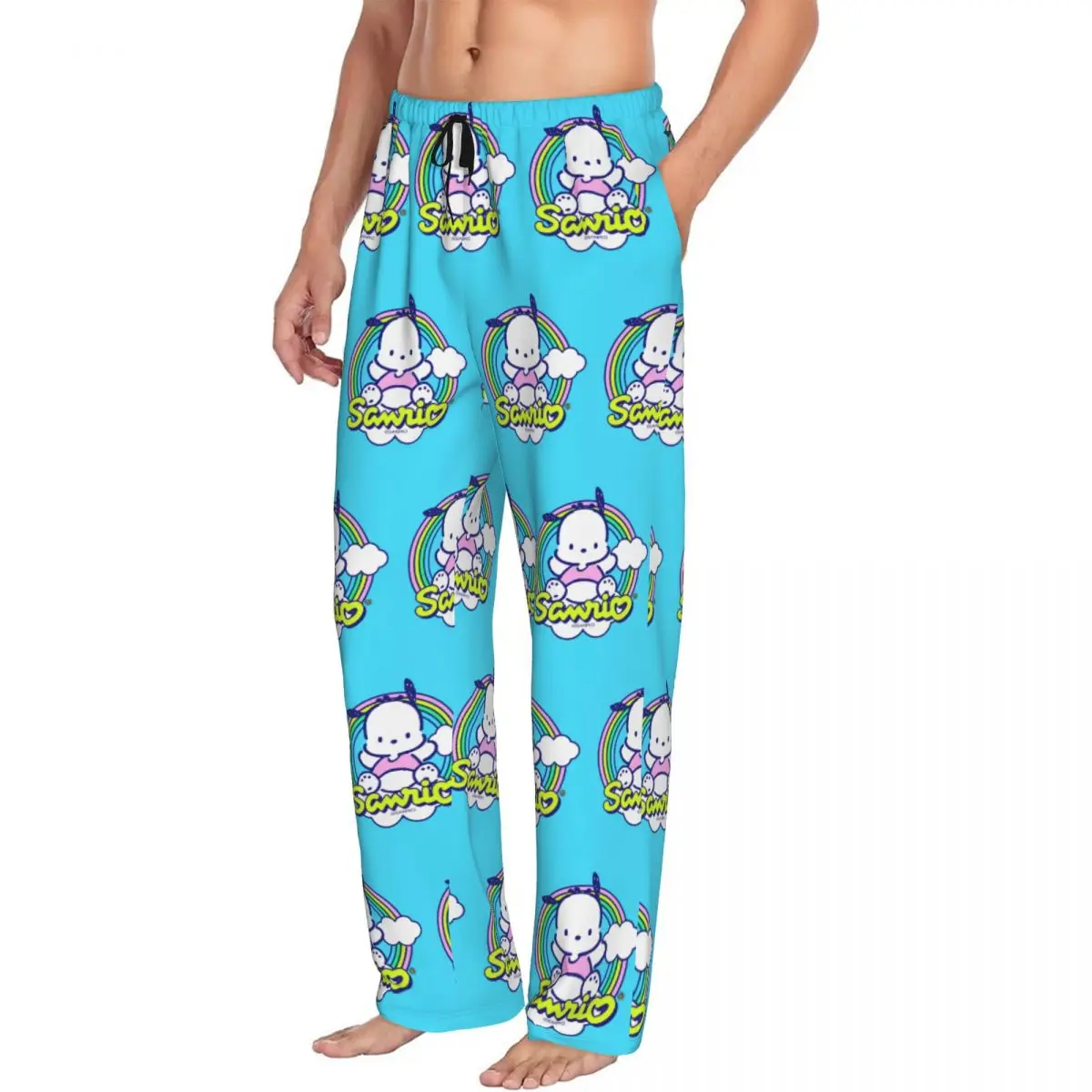 Pantalones de pijama Pochacco clásicos Kawaii personalizados para hombre, ropa de dormir de dibujos animados de animación, pantalones para dormir elásticos con bolsillos