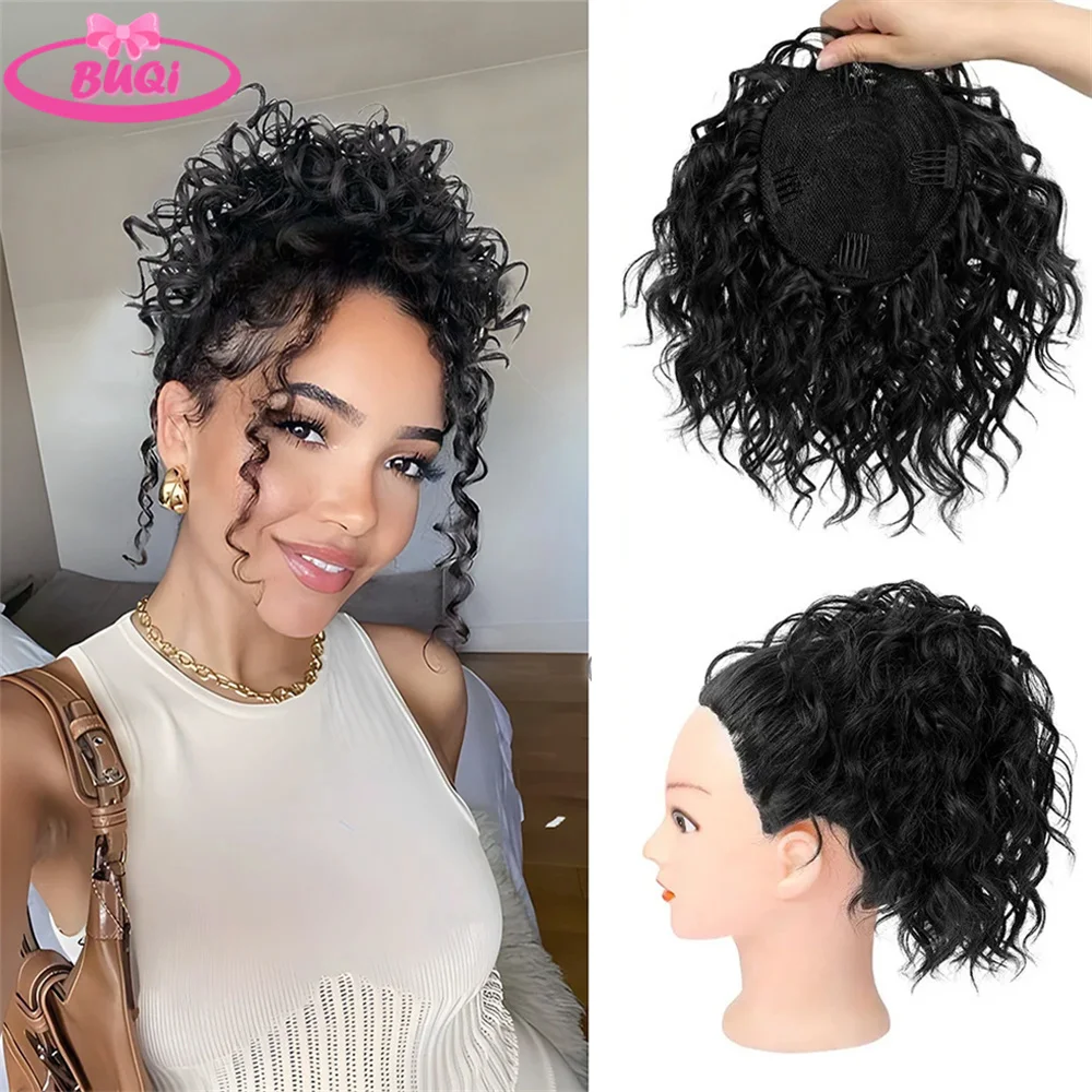 Moños de cola de caballo desordenados para mujer, moño sintético con cordón elástico, accesorios para el cabello, extensiones de cabello corto y rizado