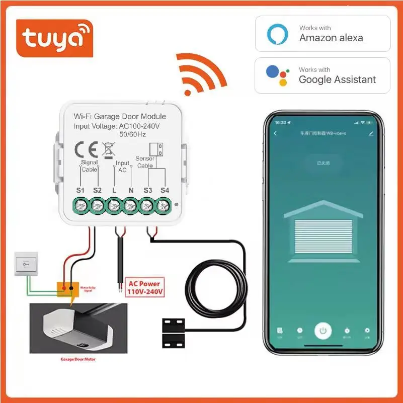 Módulo controlador de motor de abridor de puerta wifi o zigbee Tuya, interruptor de Control remoto inteligente, funciona con el asistente de Google Home Alexa