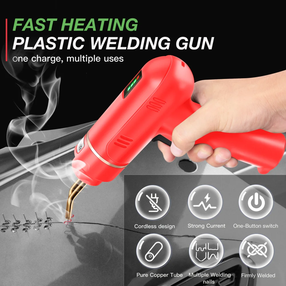 200W Cordless Plastic Welding Gun Kit 5000mAh Rechargeable Battery 4 Types of Staples USB Rechargeable for Car Bumper Repair