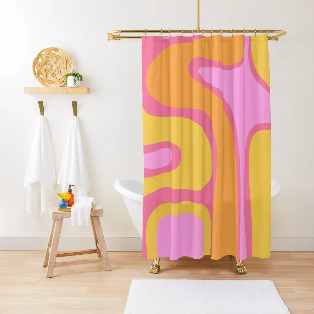 

Copacetic Retro Abstract Yellow Orange Pink Shower Curtain For Bathroom Bathroom Decor Curtain