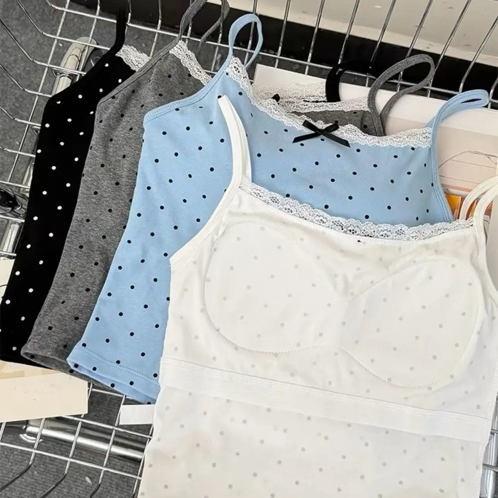 Sweet Sleeveless Suspender Vest Underwear Slim Camisole With Padded Cups Fitted Tops for Women
