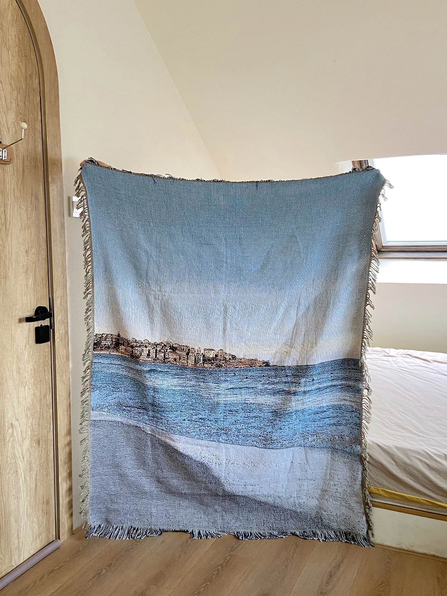 家庭用のレトロな手織り毛布,ビーチ用のタペストリー,夏の毛布,ビーチマット,青い空,パーソナライズされたギフト,ソファカバー