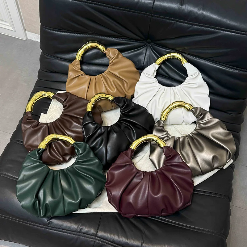 

New Solid Color Cloud Pleated Bag, Simple Women's Armpit Bag, Fashionable and Sweet Handbag Bags for Women