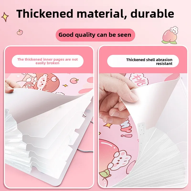 Cartoon Pattern Multi-layer Folder Transparent Data A4 Test Paper Insert Organ Bag Store and Organize Student File Bag