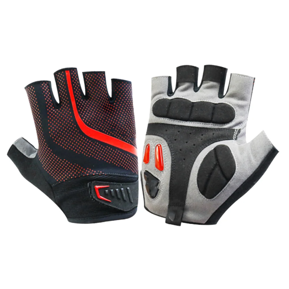 

1Pair Half Finger Short Gloves Breathable Anti-Slip Shockproof Durable Comfortable Black Red Xxl Cycling Gloves for Outdoors
