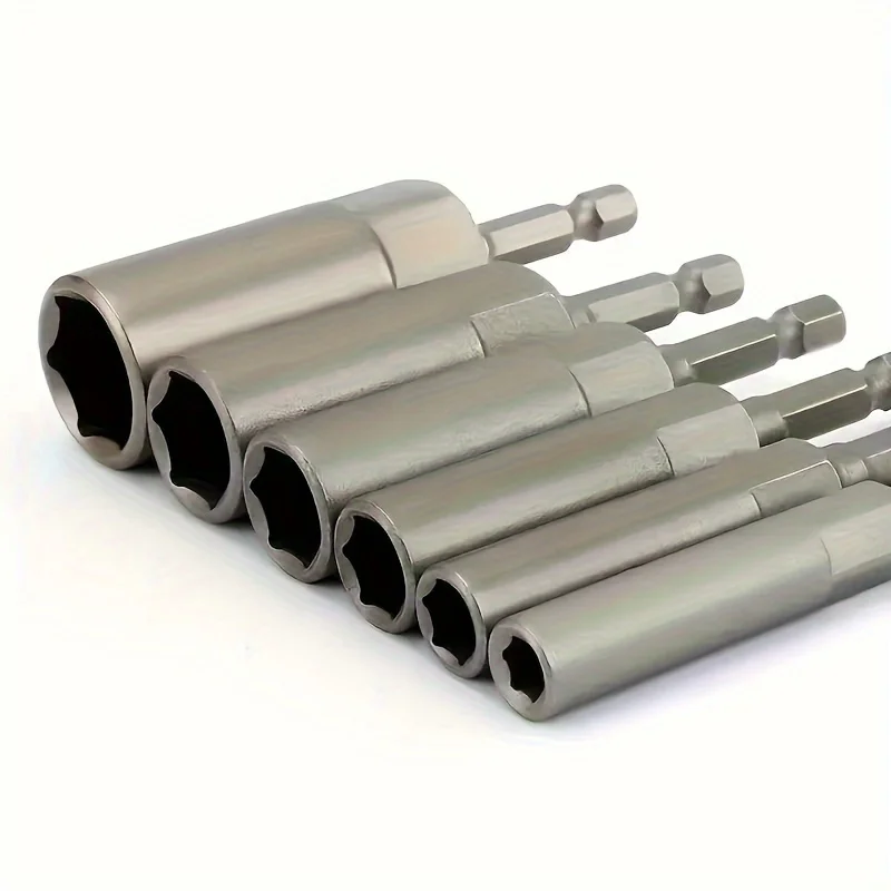 

Electric Drill Socket Head 80mm Length Nut Driver Drill Bit Set 6-17MM Impact Socket Adapter 6.35MM Hex Screwdriver Socket Tools