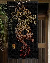 Japanese Style Door Curtain Panel Traditional Chinese Dragon Owl Tiger Painting Door Tapestry Room Divider Curtains For Kitchen